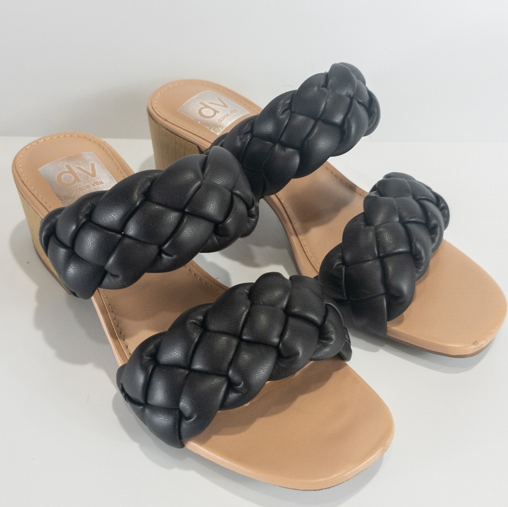 DV Dolce Vita Stacey Plush Braided Sandals Black -5.5 - Picture 3 of 6